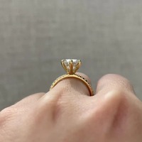 Bague de fiançailles solitaire ronde en or massif 18 carats avec diamant de laboratoire blanc couleur D, certifiée IGI, bijoux de luxe pour mariée