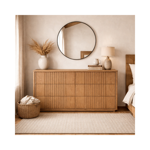 LINEAR RANGE Collection Wooden Bedroom Living Room Furniture Durable Eco-Friendly Factory Price Wooden Dresser 6 Drawers - Product Image 1