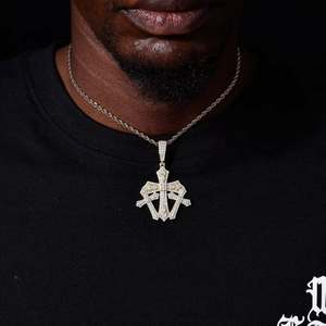 White Gold Christian <b>Cross</b> Pendant Rhodium Plated Cubic Zirconia Charm Hollow Design Statement Jewelry for Necklace <b>Chain</b> - Product Image 4