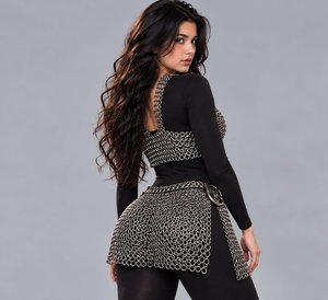 Ensemble d'armure de mode en maille argentée, forme irrégulière, en acier inoxydable soudé, pour costume - Product Image 3