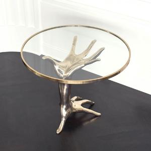 Table d'appoint ronde en métal au design organique, table basse de qualité antique, taille personnalisée, en aluminium et laiton - Product Image 5