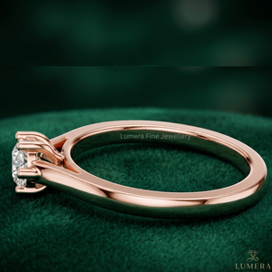Anillo de Compromiso con Diamante Solitario de Corte Redondo Certificado por IGI, Oro Rosa de 9K, 10K, 14K, 18K, Anillo de Novia Clásico para Mujer - Product Image 2