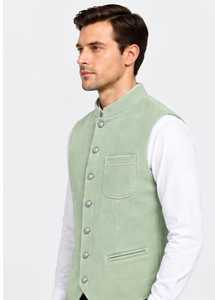 Men's Corduroy <b>Vest</b> Mandarin Collar Button Closure Full <b>Sleeve</b> - Product Image 3