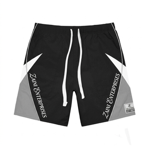 Pantalones Cortos Casuales para Hombre, Cintura Media, Cierre con Cordón, 120 GSM, Poliéster/Nailon, Secado Rápido, Gris, Verde Lima, Panel en Contraste - Product Image 1