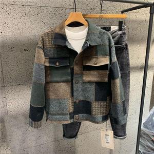 American Casual Patchwork Color contraste solapa chaqueta tendencia Cityboy moda Collage Denim abrigo ropa de trabajo versátil hombres Top - Product Image 2