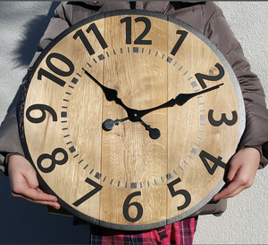 Customisable Industrial Design Single Face Quartz <b>Digital</b> <b>Wall</b> <b>Clock</b> Natural Wood Needle Display - Product Image 2
