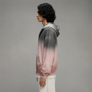 Sweat à capuche homme coupe ample de haute qualité avec effet pulvérisé, sans cordon, 100% coton molletonné, épaules tombantes, fermeture éclair robuste - Product Image 5