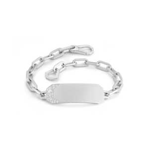 Engravable ID Nameplate <b>Bracelet</b> Pave Cluster Paperclip Chain Link Wear Wholesale 14K 18K Gold 925 <b>Silver</b> Unisex Statement Fine - Product Image 3