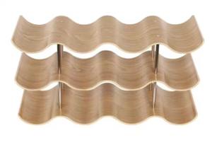 Estante para vinos de tres niveles con forma curva, de metal dorado, ideal para fiestas de cócteles y presentaciones de vinos en eventos de hotel. - Product Image 5