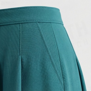 Jupe midi plissée trapèze pour femme, couleur unie, tissée, confortable, taille normale, style toutes saisons - Product Image 5