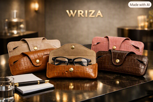 WRIZA ซองใส่แว่นตาหนังแท้ลายจระเข้ กระเป๋าใส่แว่นกันแดดแบบบาง ที่ใส่แว่นตาแบบพกพาพร้อมห่วงคล้องกุญแจ สีเขียวฟอเรสต์ รุ่นลักซ์ส - Product Image 4