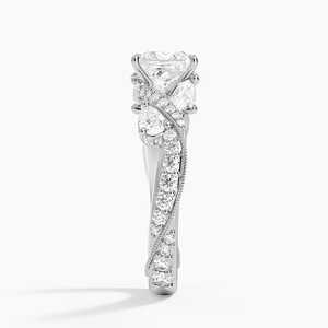 Anillo BOJ 04 Corte Princesa, Plata 925, Gran Camelia con Diamantes y Baño de Rodio, Anillo de Boda de 2ct, Color D, VVS1, Moissanita con Certificado GRA - Product Image 3