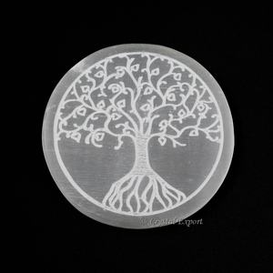 2025 articles de sélénite articles gravés de sélénite Chakra de sélénite avec flux de vie disque de charge style mascotte de guérison - Product Image 5