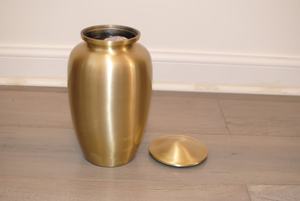 Unicorn Handicrafts Classic Golden Brass Cremation Urn with Smooth Matte Finish for Adult <b>Memorial</b> Ashes Storage Durable Metal - Product Image 2