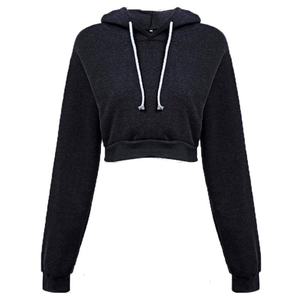 Solid Color Crop Top Wholesale Hoodie Women Sleeve Hoodies Crop Top <b>for</b> Girls Autumn Thin Hooded Cropped <b>Pullover</b> Women's - Product Image 4