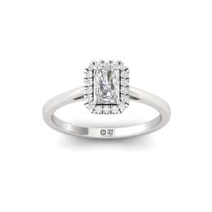 Bague solitaire en diamant de laboratoire taille radiant et taille ronde, plaqué or 10 carats, de luxe, pour mariage et anniversaire féminin - Product Image 4