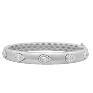 Pear Lab Grown Diamond Station Bangle Minimalist Solitaire <b>Cuff</b> Stacking <b>Bracelets</b> Bezel Set Custom 14K 18K Solid Gold Wholesale - Product Image 3