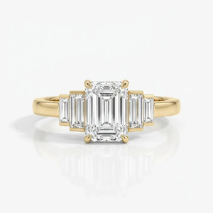 2.50 CT <b>Emerald</b> Cut Moissanite Engagement <b>Ring</b> Art Deco Baguette Step Cut Diamond IGI Certified Sterling <b>Silver</b> Anniversary - Product Image 2