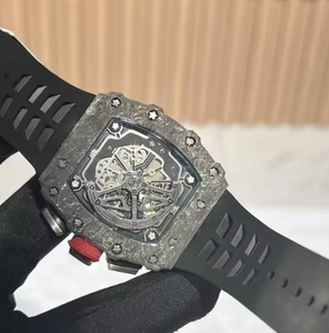 Reloj mecánico hueco de acero inoxidable con correa de caucho y logotipo personalizado de alta calidad, resistente al agua, deportivo, de moda, para hombre. - Product Image 5