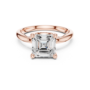 เครื่องประดับทองคำชมพู 14k ยอดนิยม ชุบออกซิไดซ์ ประดับเพชรทรง Asscher แบบสี่ขา ฝังเพชรเพาะเลี้ยง สวยงาม เหมาะเป็นของขวัญหมั้นสำหรับเธอ - Product Image 3