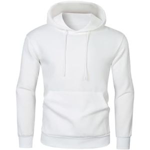 เสื้อฮู้ดผู้ชายสีขาว คอสูง แขนยาว พรีเมียม ผ้าฟลีซอุ่นสบาย มีกระเป๋าจิงโจ้ - Product Image 1