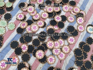 Vibrant Pink and Blue Floral Classic Round RATTAN SHELL INLAY Eco-Friendly Insulated <b>DRINK</b> <b>COASTERS</b> and CUP PADS - Product Image 6