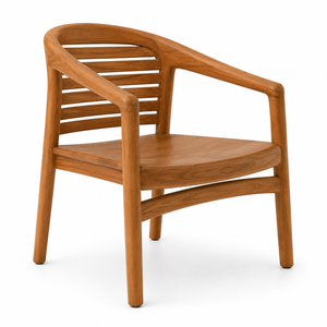 Chaise de jardin d'extérieur en teck massif, design moderne, pieds sabre, confortable, durable, imperméable, écologique - Product Image 2
