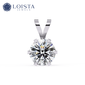 LOISTA Round Brilliant Diamond Pendant <b>Silver</b> Minimalist Unisex Everyday Wear - Product Image 3