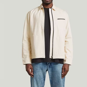 Veste coupe-vent zippée beige pour homme, style coach, décontractée, légère, pour l'automne, streetwear, vêtement d'extérieur - Product Image 3