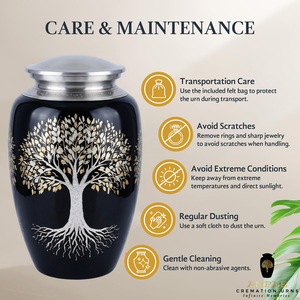 Urne funéraire pour adulte AMPLE DECOR Tree Life - Urne commémorative en aluminium faite à la main, 10 pouces, capacité de 220 pouces cubes, design haut de gamme - Product Image 6