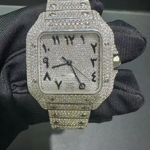 นาฬิกาโมอิสซาไนต์แบบฝังเพชรเต็มเรือนสำหรับผู้ชาย หน้าปัดเพชร VVS ระบบควอตซ์อัตโนมัติ สไตล์ฮิปฮอป - Product Image 1