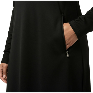 Robe Courte Modeste à Manches Longues pour Femme 2026 avec Capuche et Fermeture Éclair, Respirante, Tricotée, Couleur Unie, Décontractée, Toutes Saisons, en Nylon Écologique - Product Image 5