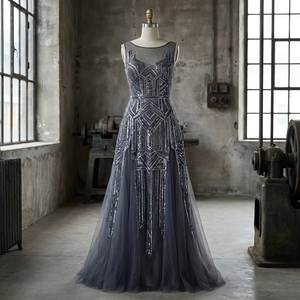 Robe de soirée sirène élégante en sequins argentés, sans manches, longue, pour occasions formelles, fournisseur en gros, fabricant OEM ODM - Product Image 3