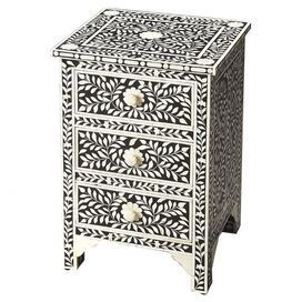 Mesita de Noche Clásica con Cajón Lateral y Incrustaciones de Hueso, Mueble Artesanal de Lujo para Dormitorio o Sala de Estar - Product Image 5