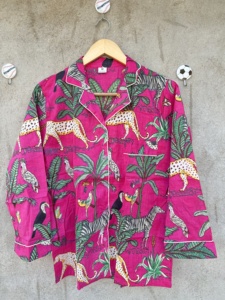 Elegante Conjunto de Pijama de 3 Piezas con Estampado de Jungla para Mujer, Ropa de Dormir de Algodón Rosa, Estampado de Leopardo y Cebra, Ropa de Casa de Lujo con Botones, Traje de Noche - Product Image 2