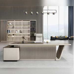 โต๊ะทำงานสำนักงานดีไซน์เนอร์ HPL พร้อมพื้นผิว PU ไม้อัดเกรด E1 ขนาดกว้าง 2400 มม. โต๊ะผู้บริหารขนาดใหญ่ โต๊ะทำงานแบบโมดูลาร์ - Product Image 3