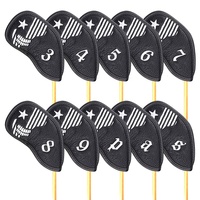 Housses de tête de fer de golf magnétiques vintage en cuir PU brodé avec logo, personnalisables en petite quantité, pour clubs de golf, vente en gros