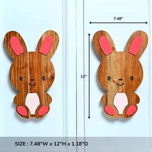 Tirador de Puerta de Madera de Acacia Hecho a Mano, Diseño Moderno de Conejo para Habitación Infantil, Tirador de Cajón Decorativo de Estilo Rústico, Fácil Instalación - Product Image 4