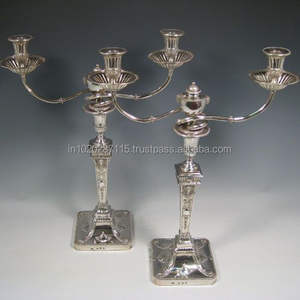 Elegant polished aluminum candelabra for vintage decor table settings wedding receptions and luxury dining <b>rooms</b> - Product Image 6