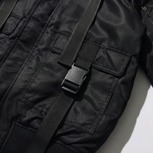 Black Tactical <b>Harness</b> Bomber Jacket | Multi Strap Utility Streetwear Bomber | Techwear Cargo Jacket | Custom OEM Manufacturer - Product Image 3