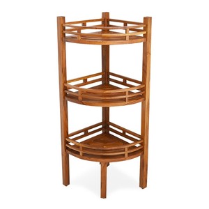 Estante Esquinero de Madera de Teca de Primera Calidad con Niveles |   Diseño Escandinavo |   Venta al por mayor - Product Image 1