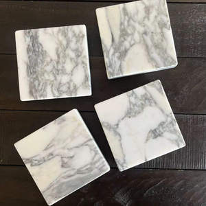 Ensemble de sous-verres carrés en marbre Arabescato Corchia de qualité supérieure, finition en pierre naturelle, décoration de luxe pour la maison, protection pour table basse et boissons - Product Image 4