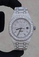 Montre de luxe en diamant, 42 mm, ronde, automatique, analogique, chiffres romains, bracelet en acier inoxydable, fermoir déployant, unisexe