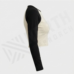 Camisetas Cortas de Verano para Mujer, Personalizadas, de Algodón, Manga Larga Raglán, Ombligo Expuesto, Suaves, Transpirables, Ropa Deportiva, Color Personalizado - Product Image 3