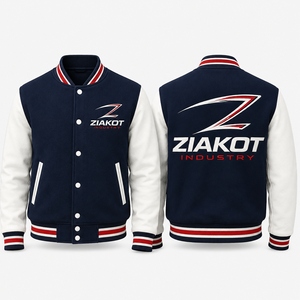 Veste universitaire bleu marine pour homme ZIAKOT INDUSTRY avec logo doré, boutons sur le devant, style preppy, coupe régulière, coupe-vent, pour l'automne - Product Image 2