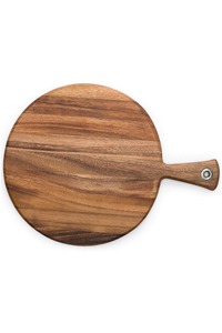 Planche à découper ronde en bois au design antique avec poignée, motif de grain de bois naturel, bloc de découpe pour la cuisine - Product Image 4