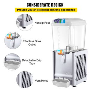 Dispenser per Bevande Commerciale da 4,8 Galloni con 1 Serbatoio in Acciaio Inox di Grado Alimentare da 200W per Bevande Fredde - Product Image 6