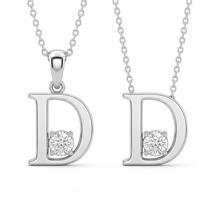 Elegante Colgante con Letra D en Oro 14K y 18K y Plata de Ley 925 con Diamante Cultivado en Laboratorio, Corte Brillante Redondo, Joyería Fina Unisex para Regalo - Product Image 1