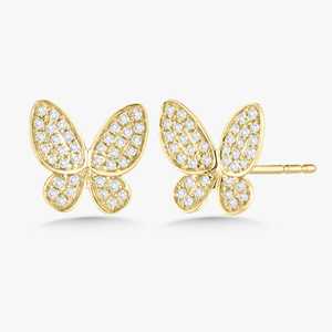 Wholesale Round Lab Grown Diamond Butterfly Stud <b>Earrings</b> 14K 18K Solid Gold Pave Animal Statement Luxury <b>Earrings</b> Everyday Wear - Product Image 1