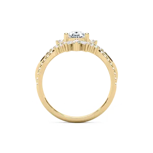 Anillo de compromiso de diamantes con diamantes marquise y redondos en los laterales, diseño ornamental en oro rosa, oro blanco, oro amarillo, elegante - Product Image 6